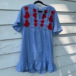 Entro Casual Embroidered Summer Dress Size Medium
